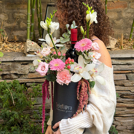 Flowers and Wine in a Box